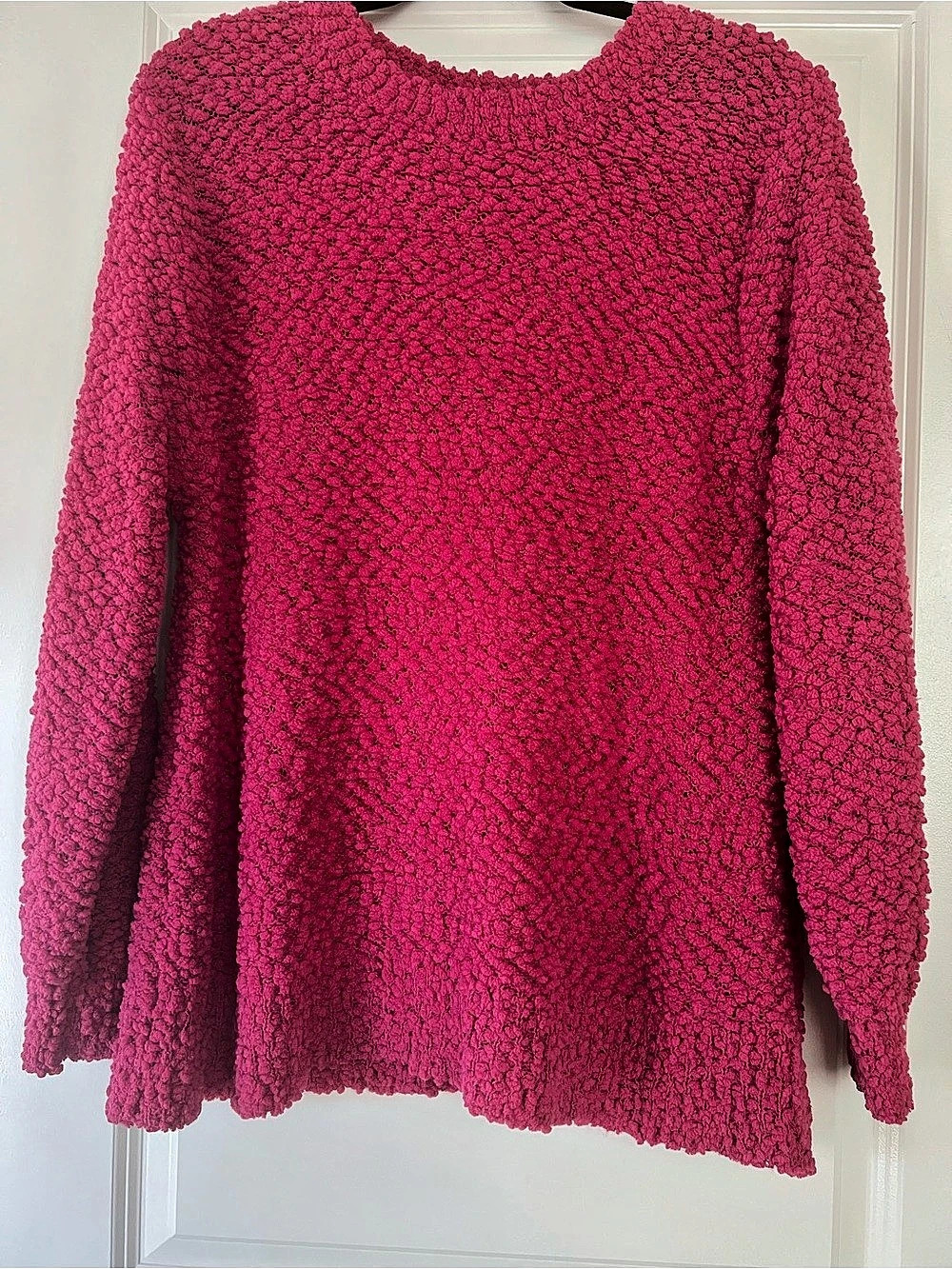 ZENANA Popcorn Fuzzy Textured Sweater Pink XL